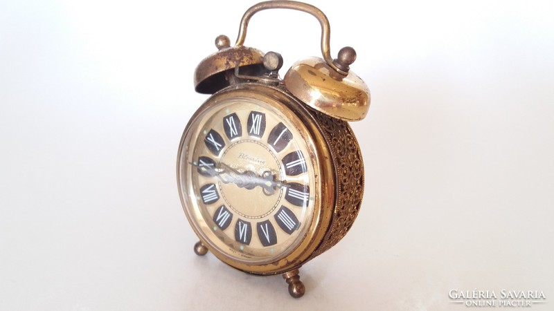 Old west germany blessing table clock with vintage metal alarm clock