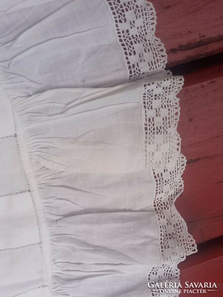 Antique/ art deco lace baby swaddle with mother-of-pearl buttons, Toledo embroidery/baby romper