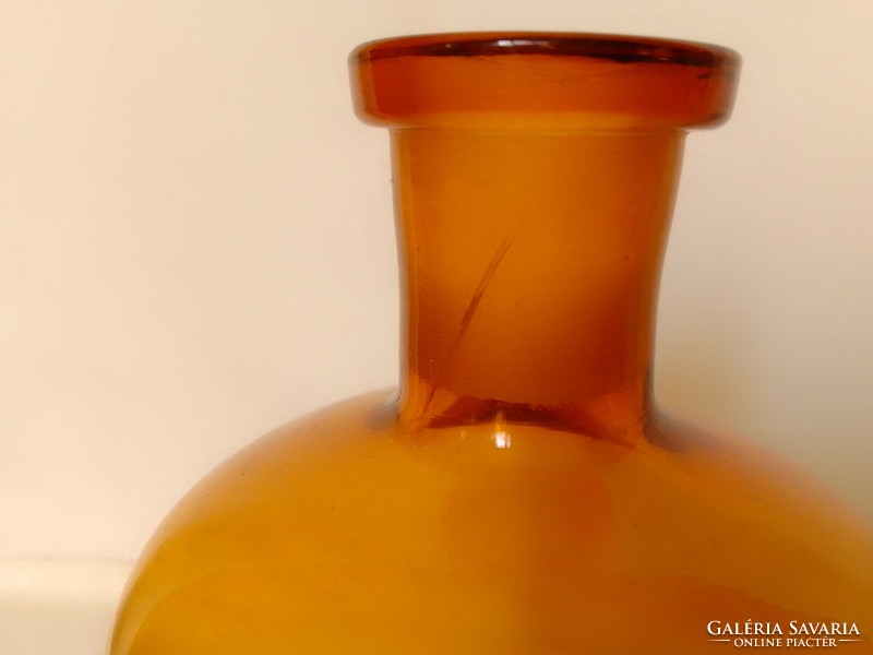 Régi vintage barna gyógyszertári patikus labor laboratóriumi üveg tároló dugóval, 450 ml