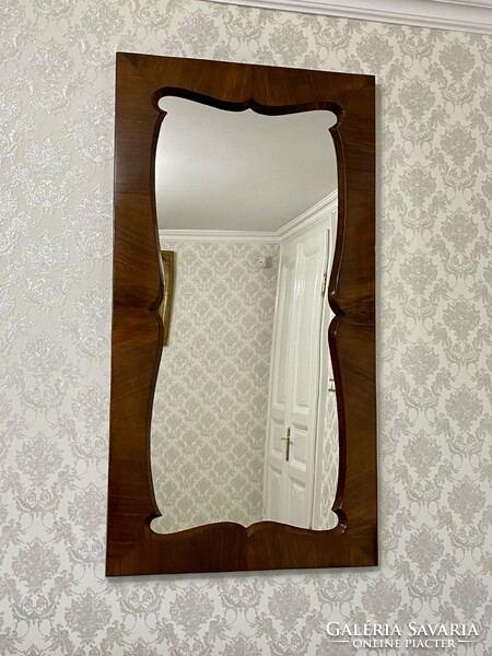 Biedermeier walnut-covered mirror 138x73cm