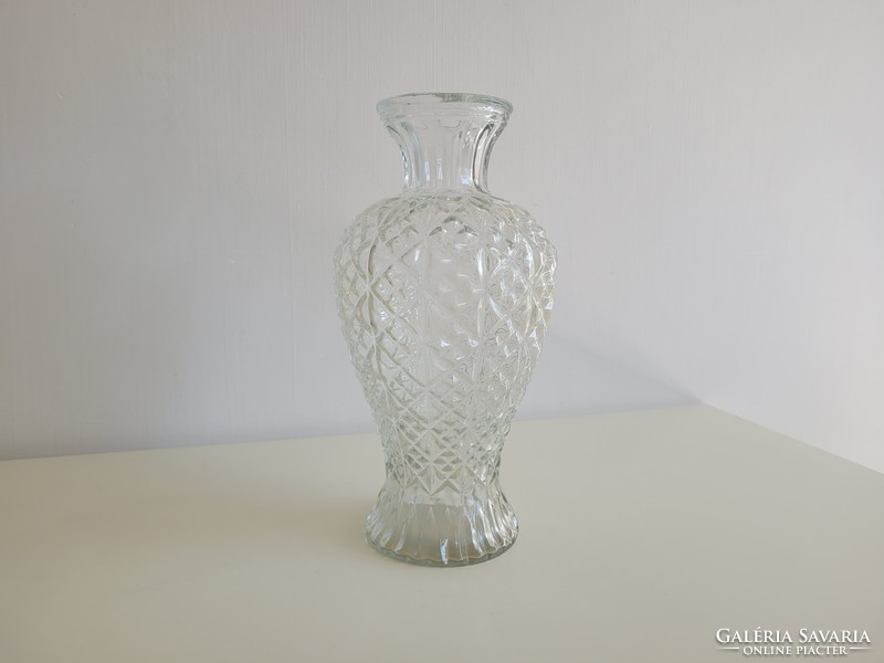 Régi vintage nagy méretű vastag art deco üvegváza 31,5 cm üveg váza