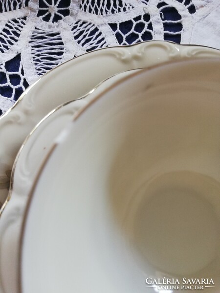 Old porcelain bavarian special ecru breakfast sets with baroque pattern 6 pieces for sale!