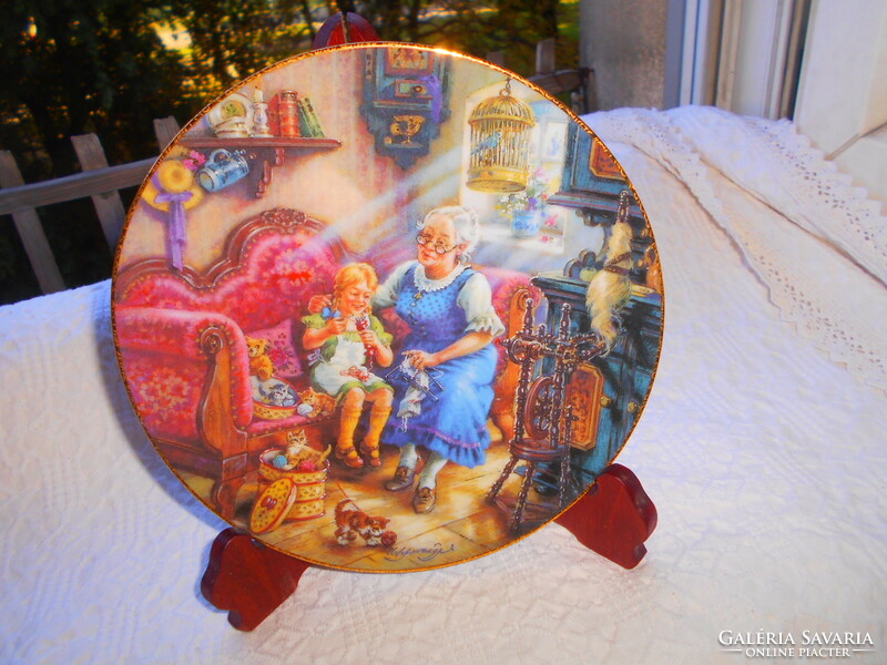 Porcelain wall decorative plate with a family scene -- limited edition.