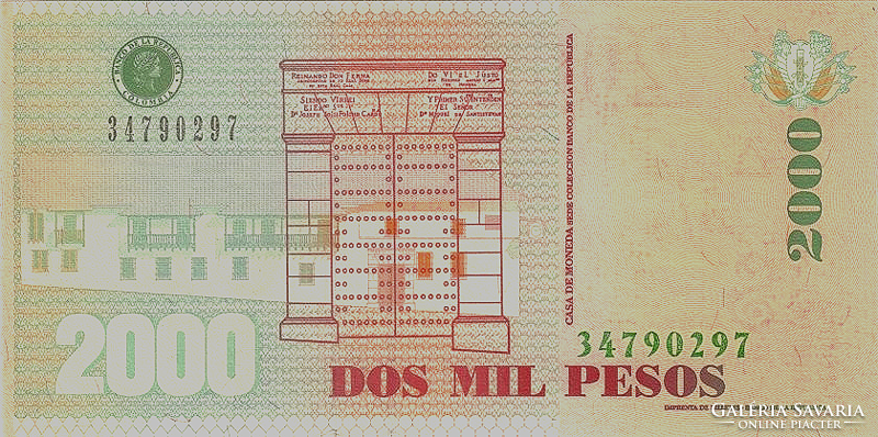 Kolumbia 2000 peso 2014 UNC