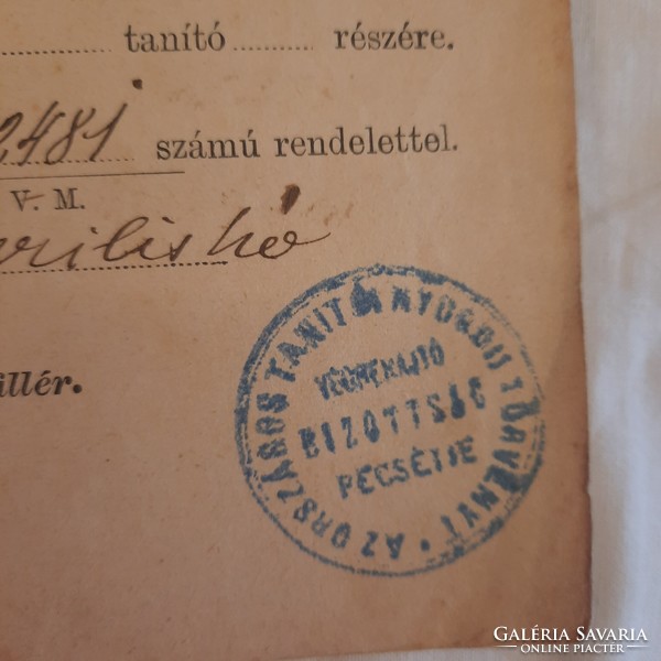 Booklet certifying the payment of contributions to the national teachers' pension and guardianship fund, 1912.