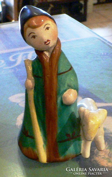 Bodrogkeresztúr ceramic shepherd bachelor with lamb.