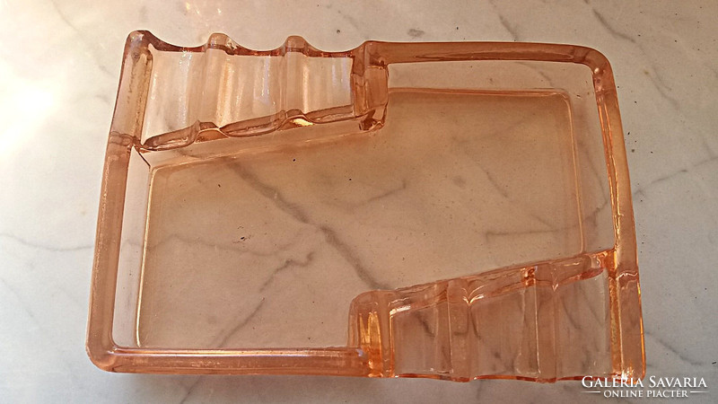 Régi üveg hamutál lazac színű hamuzó hamutartó 2 db