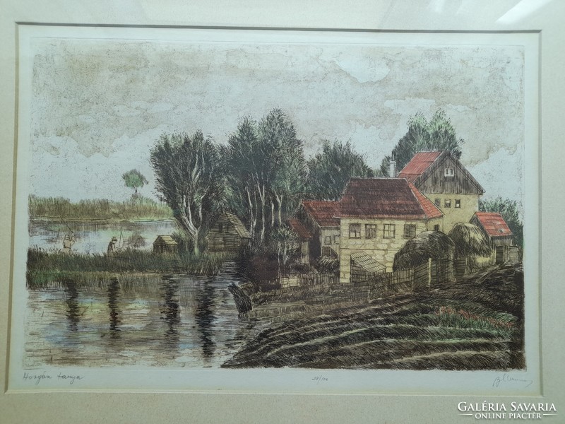 Colored etching entitled 