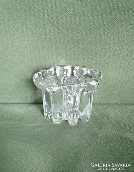 Special, French crystal glass decorative candle holder, thick-walled, heavy piece, marked