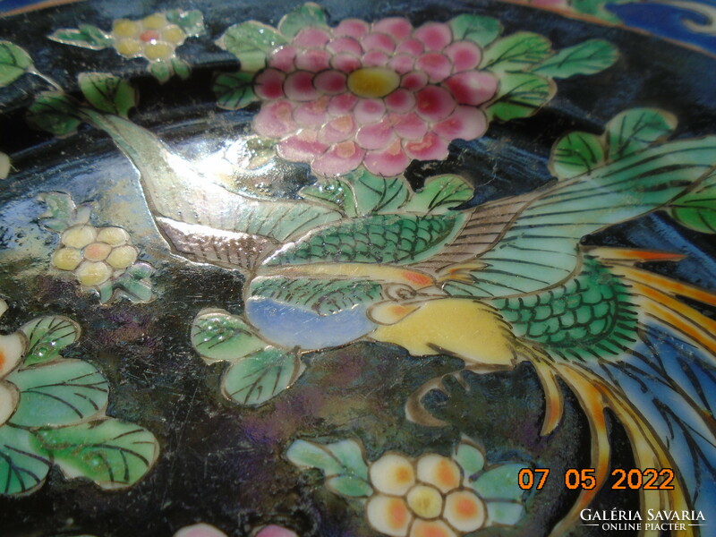 Kézzel festett Paradicsommadárral,bazsarózsával japán Meidzsi falitál