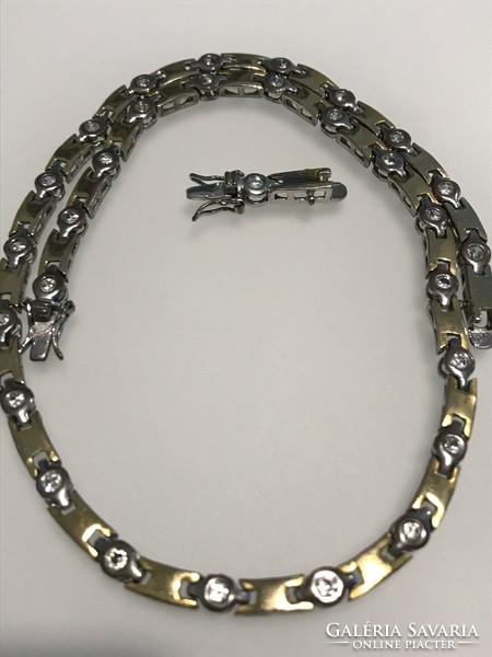 Gold-plated stainless steel necklace with crystal eyes, 44 cm long