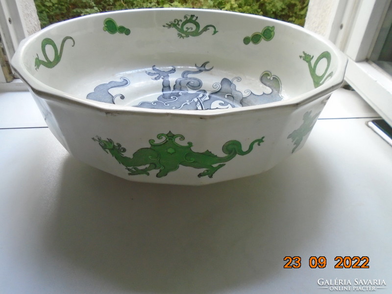 1818 George period Chinese dragon pattern 16 square mason's large wash basin