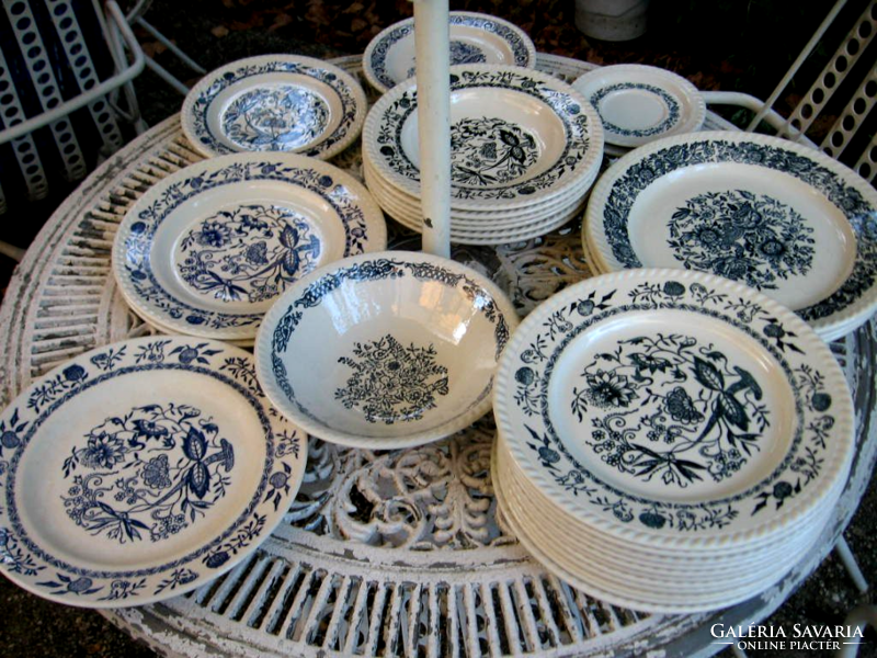 3 pcs blue and white english richly floral bowl, tray