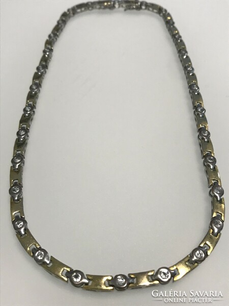 Gold-plated stainless steel necklace with crystal eyes, 44 cm long