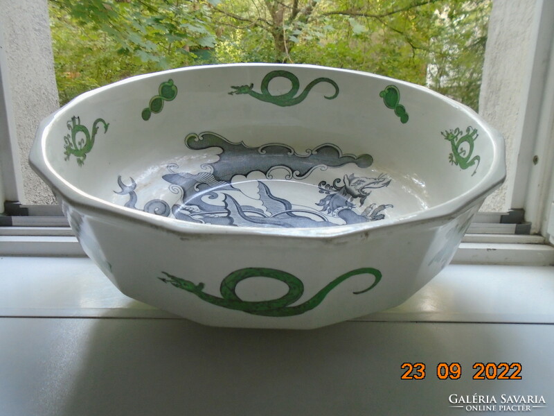 1818 George period Chinese dragon pattern 16 square mason's large wash basin