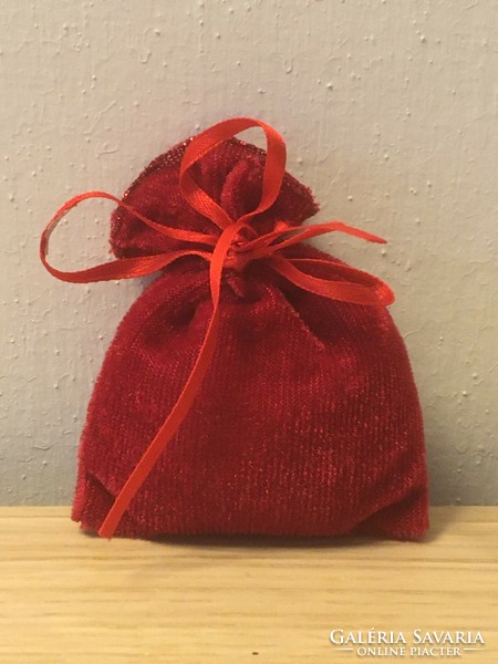 Small red plush bag