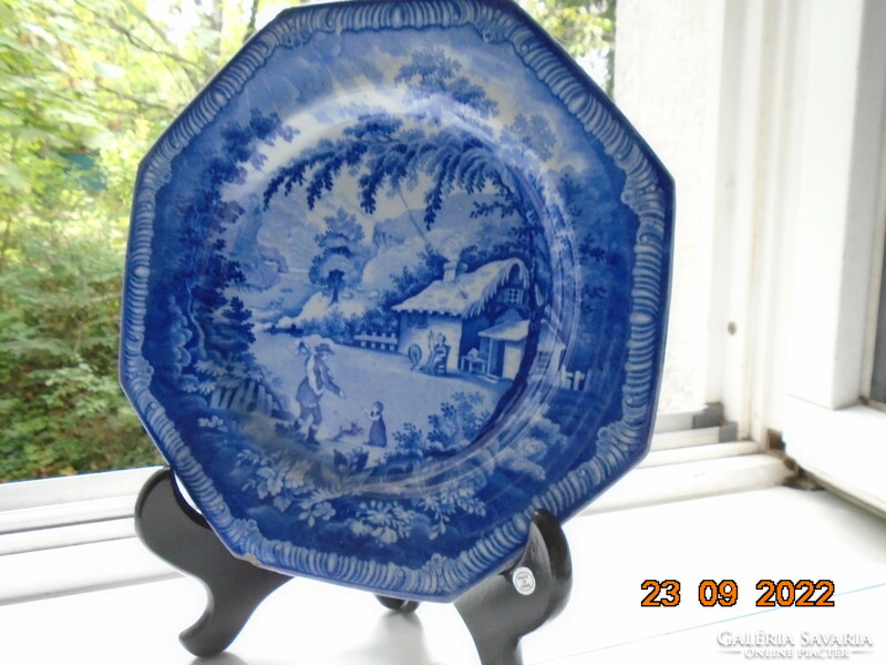 1820 BRAMELD+1 jelzéssel Yorkshire Rockingham muzeális 6 szögletes tányér