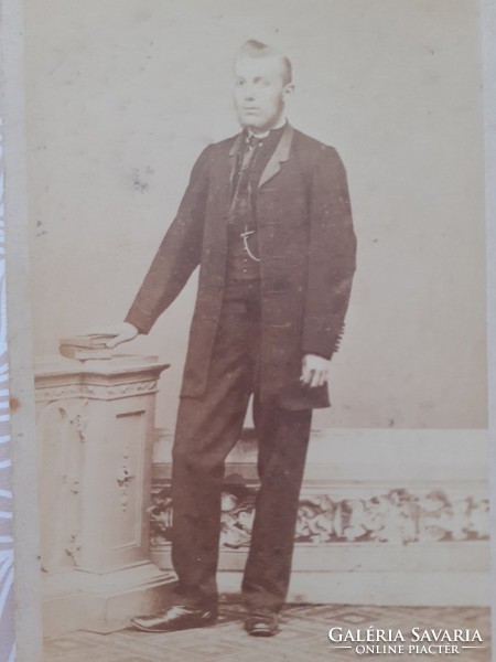 Antique photo of a man by photographer István Szentkuty from Pest, old studio photo