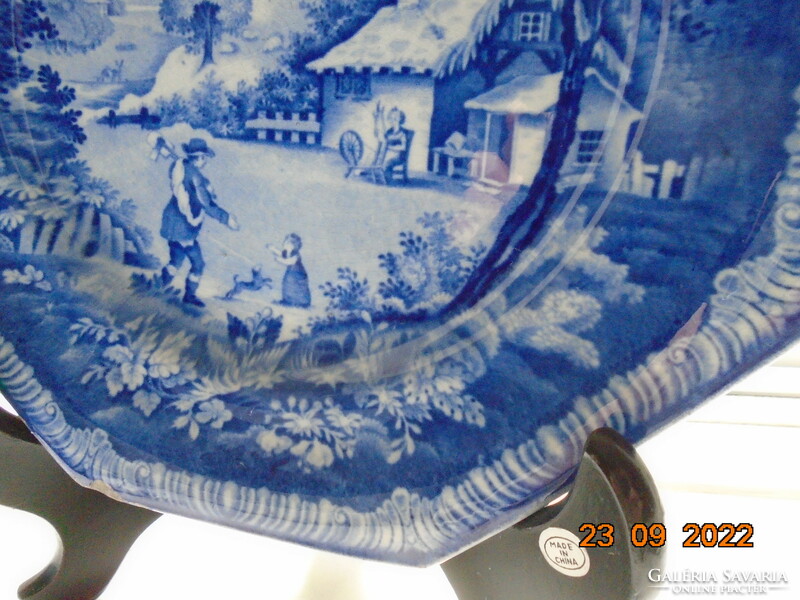 1820 BRAMELD+1 jelzéssel Yorkshire Rockingham muzeális 6 szögletes tányér