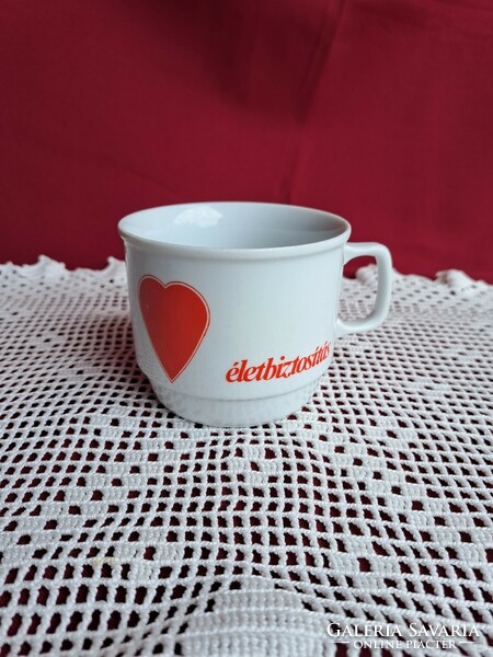 Retro cocoa Zsolnay life insurance mug, nostalgia collector's item