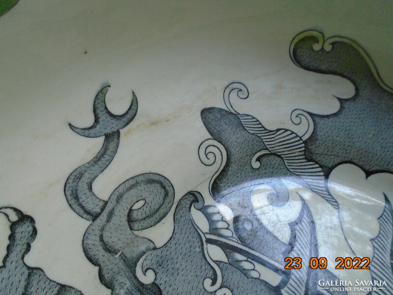 1818 George period Chinese dragon pattern 16 square mason's large wash basin