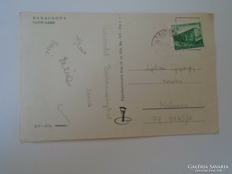 D190731 old postcard - Badacsony Sot - resort 1950s
