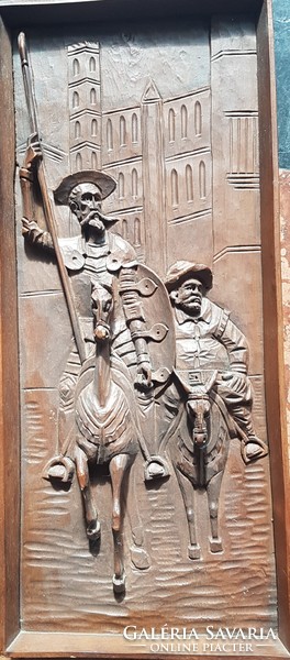 Don Quixote carved wooden image