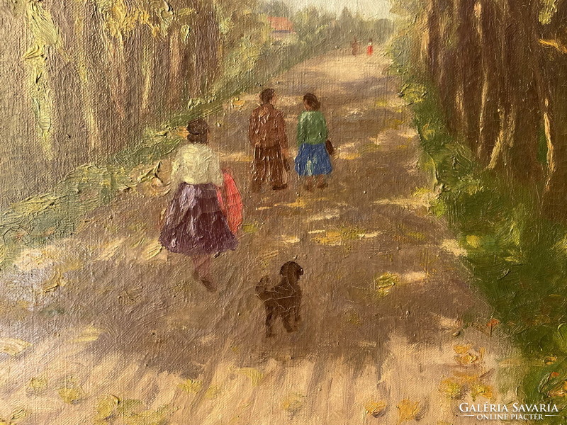 Ferenc Ferenc of Háromházi: walkers in the park 74x92cm!!