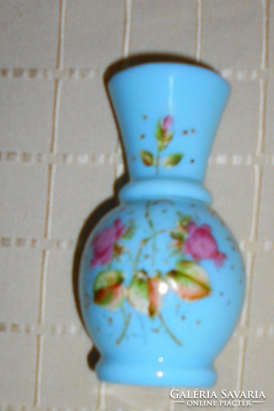 Antique chalcedony glass enamel painted violet vase