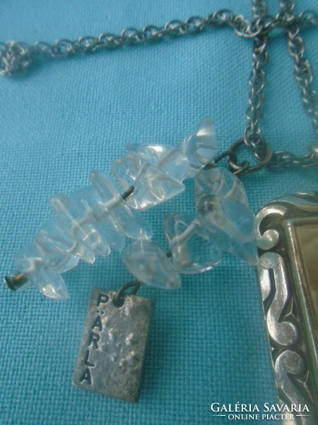 Original clear rock crystal pendant with Danish designer long chain