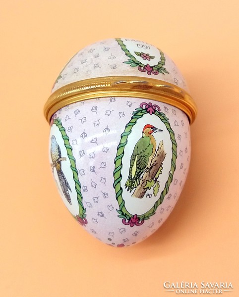 Angol tojás formájú madár dekorációs zománc dobozka
