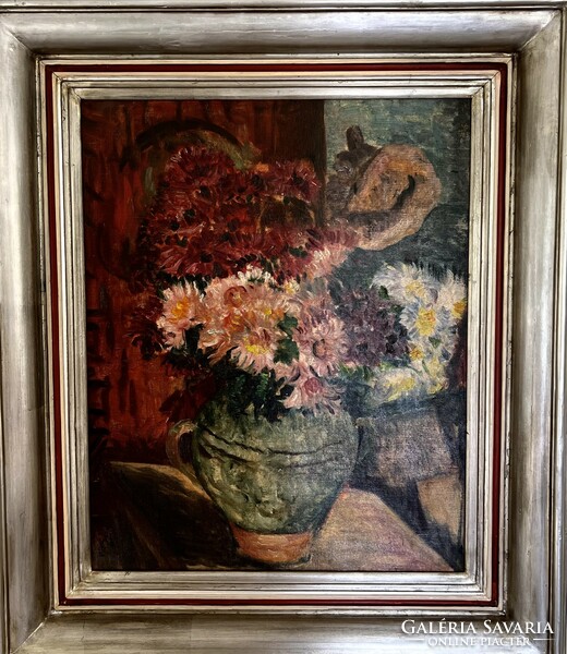Vörös Géza (1897-1957): Virágcsendélet őszi virágokkal