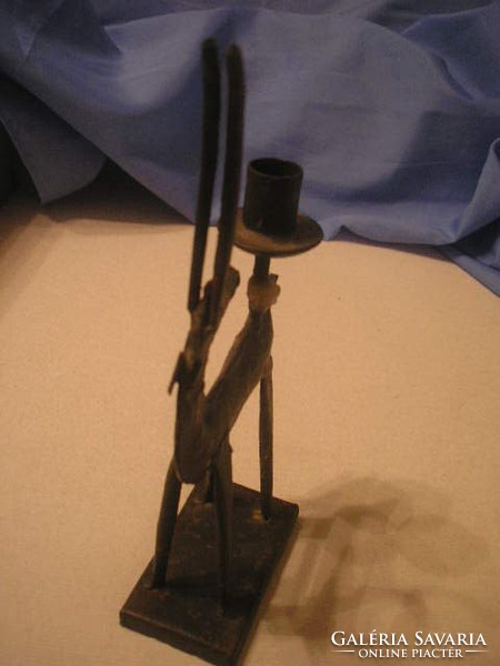 U14 Percz János stílusú ötvösmunka fém gyertyatartó ritkaság 22 cm magas