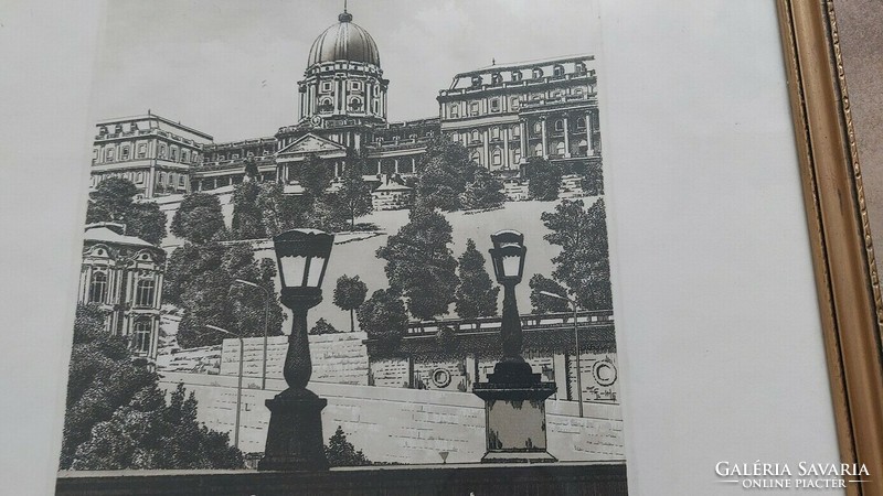 (K) very nice Budapest etching 44x61 cm with frame