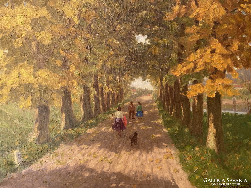 Ferenc Ferenc of Háromházi: walkers in the park 74x92cm!!