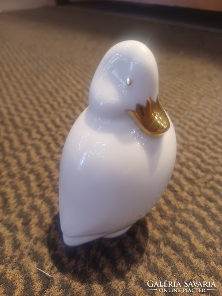 Hollóházi fehér-arany álló kacsa