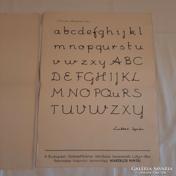 A Luttor-féle írásmód (zsinórírás) hivatalos mintái  - tanítási segédlet  ca. 1939