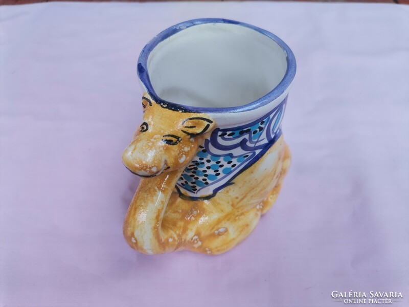 Old ceramic mug with painted handle, special tea mug, ceramic cup with colorful handle, gift mug