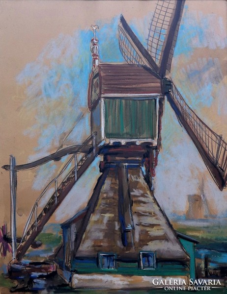 Windmill, expressive painting