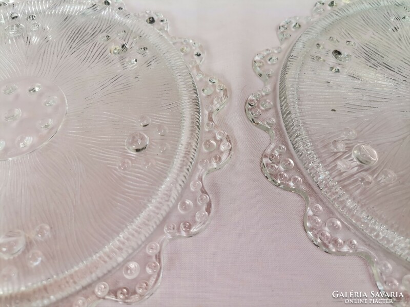 2 crystal pattern cake plates, retro glass small plate