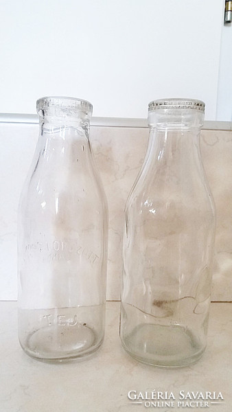 Old milk bottle pasteurized milk labeled bottle 2 pcs