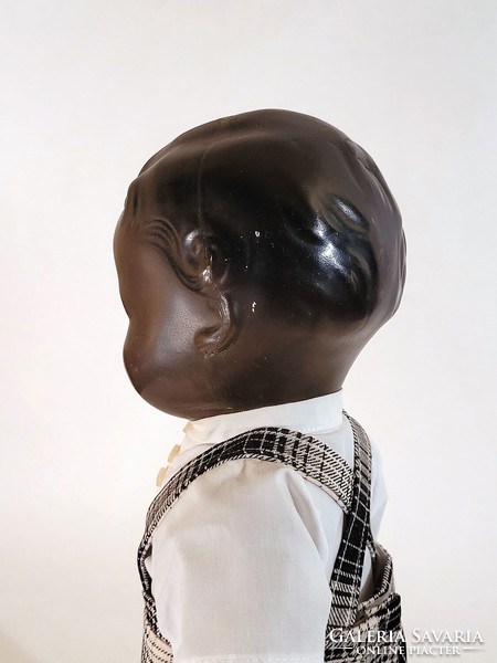 Technoplast Horlave Fekete Celluloid Baba 46cm | Panenka Cernoska Black Doll Antik Régi Játékbaba