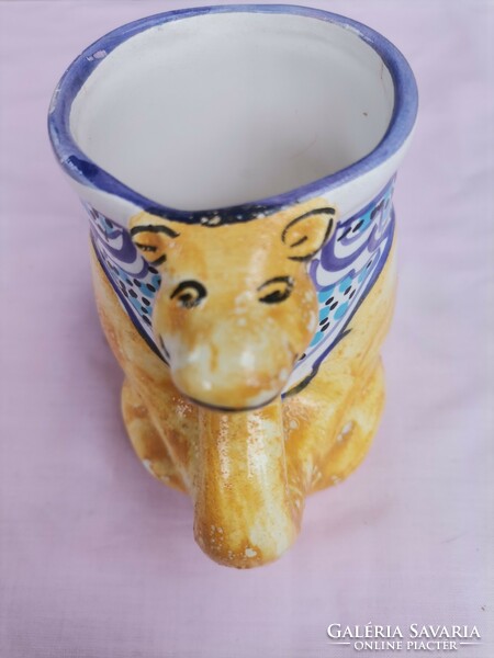 Old ceramic mug with painted handle, special tea mug, ceramic cup with colorful handle, gift mug