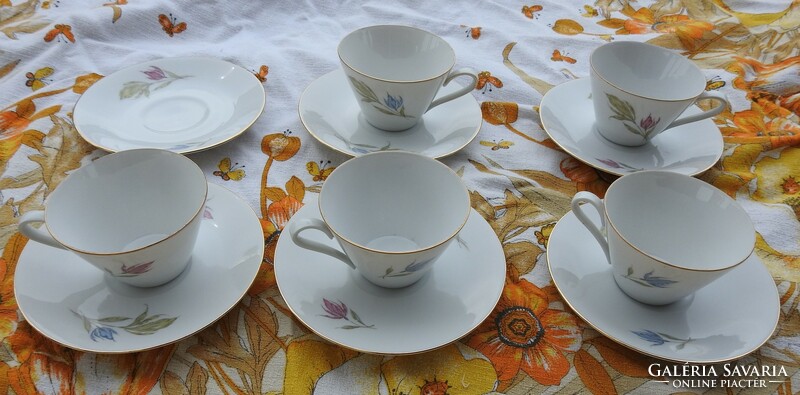 Bavaria floral cup set with coasters - 5 pieces