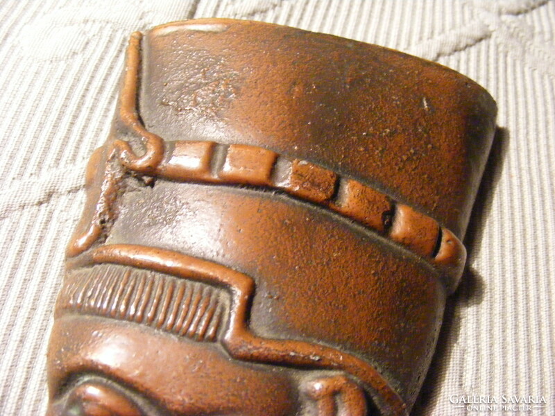 Copper pharaoh's head wall ornament