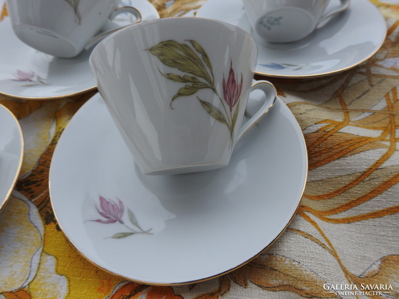 Bavaria virágmintás csésze készlet alátét kistányérokkal - 5 részes