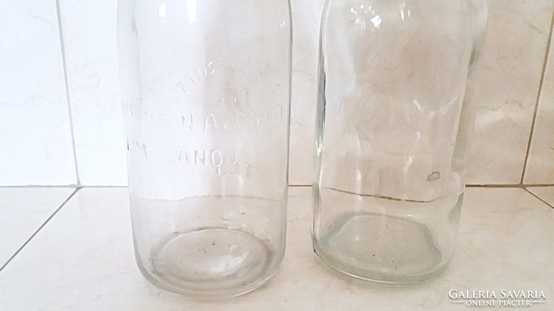 Old milk bottle pasteurized milk labeled bottle 2 pcs