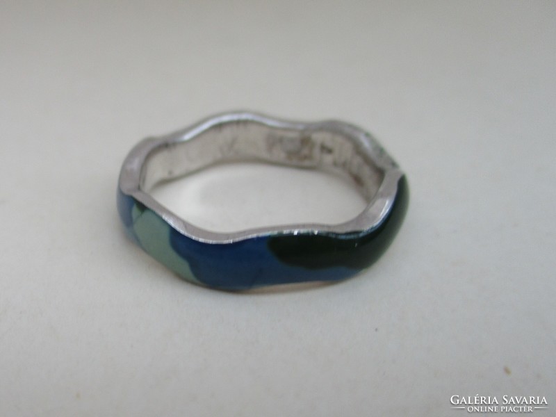 Különleges régi cseh iparművész tűzzománc ezüst gyűrű