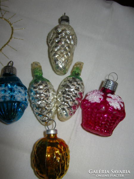 Old glass Christmas tree decoration 6 pieces