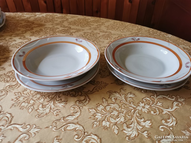 Pair of porcelain plates, 1 soup plate and 1 flat plate